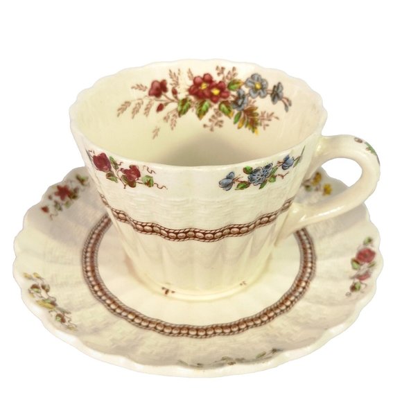 Vintage Copeland Spode Rosalie Pattern Demitasse cup and saucer teacup 1950's - Picture 1 of 6